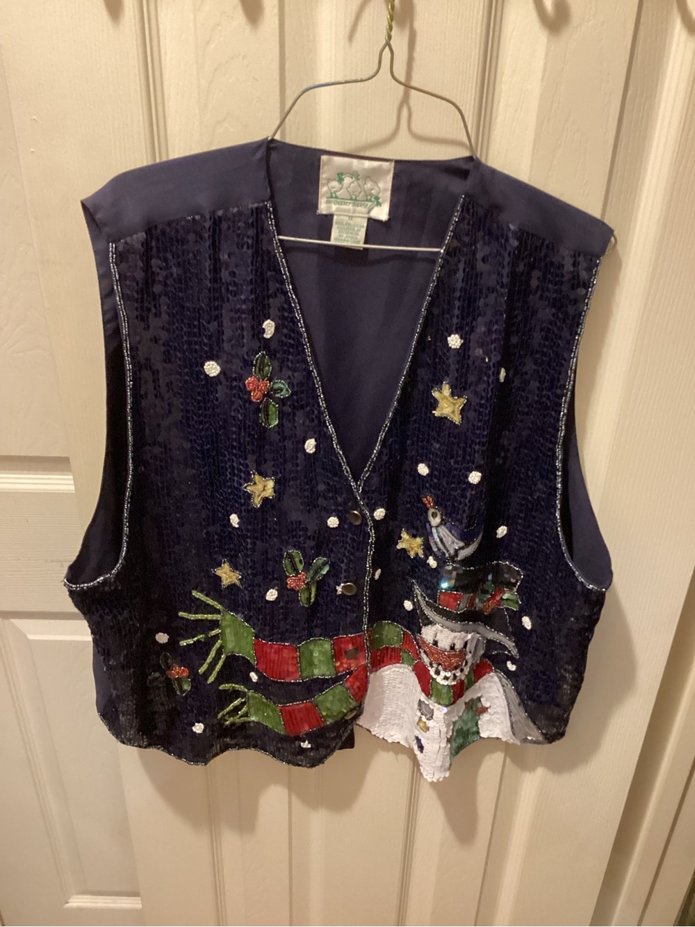 Quacker Factory Navy Sequin Holiday Vest